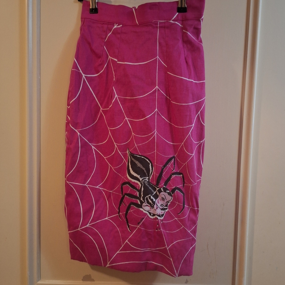 XS pinky spider web Vixen pencil skirt - Picture 2 of 4